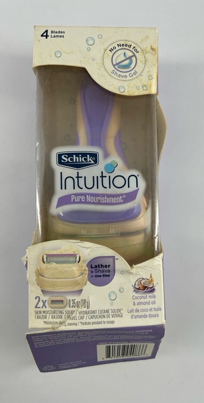 Schick Intuition Pure Nourishment Razor Handle + 2 Cartridges Coconut Milk New